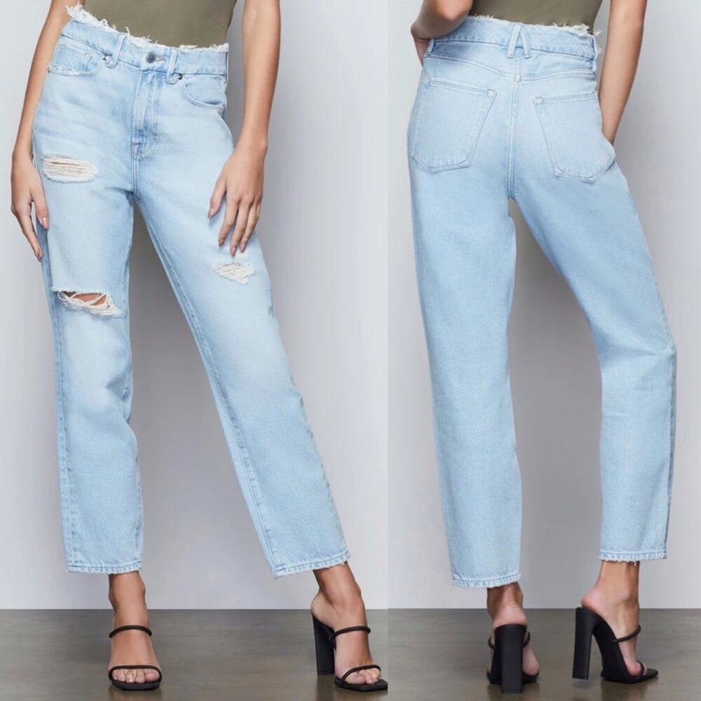 Good American Good Vintage Distressed Straight Leg Jeans in Blue447 Size 2/26 - Picture 3 of 8